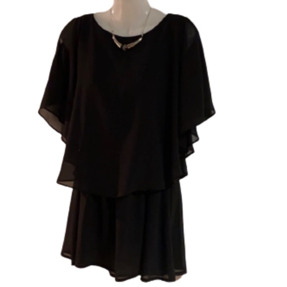 🍒 Cold Shoulder Black Top w/ Sheer Overlay!!! - Picture 2 of 10